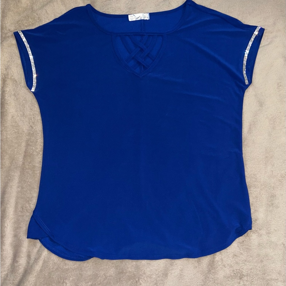 89th & Madison | Royal Blue Short Sleeve Top | Large